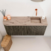 Mondiaz JOYA-DLUX 91.6cm toiletmeubel - ronding links kleur Shadow - Wastafel FAYE positie Rechts Zonder kraangat kleur Arena. SW1424851