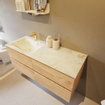 MONDIAZ VICA-DLUX Ensemble meuble de salle de bains - 120cm - meuble bas Washed oak - 4 tiroirs - lavabo encastré cloud à gauche - 1 trou de robinet - version haute 60cm - frape SW1088805