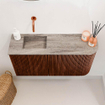 Mondiaz JOYA-DLUX 81.6cm toiletmeubel - ronding rechts kleur Ruby - Wastafel FAYE positie Links Zonder kraangat kleur Oza. SW1425537
