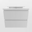 Mondiaz AIVY Ensemble de meuble - 60x45x50cm - 1 trou de robinet - 1 vasque Talc céramique - Centre - 2 tiroirs - avec miroir - MDF Talc SW892215