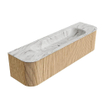 MONDIAZ KURVE-DLUX 170cm Meuble salle de bain avec module 25 G et D - couleur Oak - 1 tiroir - 2 portes - vasque BIG LARGE centre - 1 trou de robinet - couleur Glace SW1137964