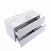 MONDIAZ VICA-DLUX Ensemble meuble de salle de bains - 100cm - meuble bas cale - 2 tiroirs - vasque encastrée cloud droite - sans trous de robinetterie - version haute 60cm - glace SW1088343