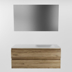 Mondiaz Aivy ensemble de meuble de salle de bains - 120x45x50cm - 0 trous de robinet - 1 lavabo talc Solid surface - Droite - 2 tiroirs - Avec miroir - Mélamine Chai SW892160