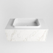 ENSEMBLE DE MEUBLE DE SALLE DE BAIN MONDIAZ ERIN - 80cm - carrara - 1 tiroir - lavabo centré - 1 trou de robinet - Talc SW697033