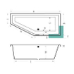 Baignoire compacte Xenz Society - 180x80cm - avec trop-plein - sans bonde - Installation d'angle gauche - Acrylique Ciment Mat SW103190