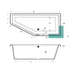 Xenz Society Compact ligbad - 180x80cm - met overloop - zonder afvoer - Hoekopstelling links - Acryl Cement Mat SW103190