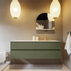 Mondiaz VICA-DLUX ensemble de meuble de salle de bain - 150cm - meuble sous-vasque armée - 4 tiroirs - lavabo encastré cloud droite - 1 trou de robinet - version haute de 60cm - opalo SW1086497