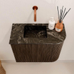 Mondiaz JOYA-DLUX 51.6cm toiletmeubel - ronding rechts kleur Walnut - Wastafel FAYE positie Links Zonder kraangat kleur Lava. SW1422465