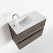 MONDIAZ ADA Meuble WC - 60x30x50cm - 1 trou de robinet - 2 tiroirs - dark brown mat - lavabo à gauche - Solid surface - Blanc SW472786