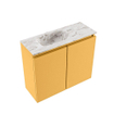 MONDIAZ TURE-DLUX Meuble toilette - 60cm - Ocher - EDEN - vasque Glace - position gauche - 1 trou de robinet SW1103355