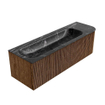 MONDIAZ KURVE-DLUX 145cm Meuble salle de bain avec module 25 D - couleur Walnut - 1 tiroir - 1 porte - vasque BIG LARGE gauche - 1 trou de robinet - couleur Lava SW1137325