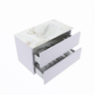 MONDIAZ VICA-DLUX Ensemble meuble de salle de bains - 80cm - meuble bas cale - 2 tiroirs - lavabo encastré cloud central - 1 trou de robinet - version haute 60cm - frape SW1089042