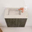 Mondiaz JOYA-DLUX 40cm toiletmeubel - kleur Shadow - Wastafel FAYE positie Links 1 kraangat kleur Opalo. SW1426215