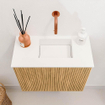 Mondiaz JOYA 50cm meuble de toilette - couleur Chêne - Vasque FAYE position Droite Sans trou de robinet couleur Talc SW1421099