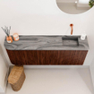 Mondiaz JOYA-DLUX 111.6cm toiletmeubel - ronding links kleur Ruby - Wastafel FAYE positie Rechts Zonder kraangat kleur Sombra. SW1425708