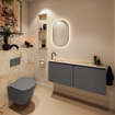MONDIAZ TURE-DLUX meuble de toilette 120 cm Dark Grey. EDEN vasque Frappe position gauche. Avec 1 trou de robinet. SW1102723