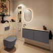 MONDIAZ TURE-DLUX Meuble toilette - 120cm - Dark Grey - EDEN - vasque Frappe - position gauche - 1 trou de robinet SW1102723