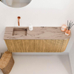 Mondiaz JOYA-DLUX Meuble de toilette 101,6cm - arrondi droit couleur Chêne - Vasque FAYE position Gauche Sans trou de robinet couleur Arena SW1423880