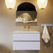 Mondiaz VICA-DLUX ensemble de meuble de salle de bain - 80cm - meuble sous-vasque cale - 2 tiroirs - lavabo encastré cloud milieu - sans trous de robinet - version haute de 60cm - opalo SW1087985