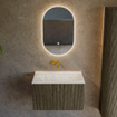 Mondiaz KURVE-DLUX Ensemble de meuble de salle de bain - 70x46x40cm - 1 tiroir - lavabo solid surface - centre - sans trou de robinet - Shadow SW1414438