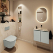 MONDIAZ TURE-DLUX Meuble toilette - 60cm - Greey - EDEN - vasque Ostra - position droite - sans trou de robinet SW1104835