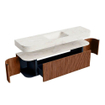 MONDIAZ THOR-DLUX 170cm meuble de salle de bains arrondi gauche + droite couleur Ruby avec 1 tiroir et 2 portes. Vasque suspendue CLOUD Milieu 1 trou de robinet couleur Ostra. SW1465506
