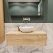 Mondiaz LUSH Meuble salle de bains avec 1 tiroir lavabo BARCO 100x30x45cm Centre sans trou de robinet Washed oak SW409549