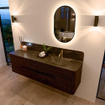 Mondiaz CIRO-DLUX Badkamermeubelset - 170x45x50cm - Solid surface wastafel Lava - 1 wasbak Rechts - 1 kraangat - 4 lades - Walnut SW1530158