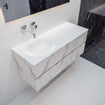 Mondiaz VICA ensemble de meuble de salle de bain - 120cm - meuble sous vasque carrara - 2 tiroirs - lavabo moon gauche - sans trou de robinet - miroir LED - version XL 60cm de haut SW1097568