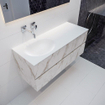 MONDIAZ VICA Ensemble de meuble de salle de bains - 120cm - 2 tiroirs - lavabo Moon gauche - 0 trous de robinet - solid surface marbre de Carrare SW410256