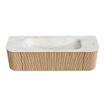 MONDIAZ KURVE-DLUX 150cm Meuble salle de bain avec module 25 G et D - couleur Oak - 1 tiroir - 2 portes - vasque BIG MEDIUM centre - sans trou de robinet - couleur Ostra SW1137732