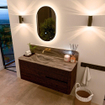 Mondiaz CIRO-DLUX Meuble de salle de bains - 120x45x50cm - vasque en solid surface Sombra - 1 bassin à gauche - sans trous de robinet - 2 tiroirs - Noyer SW1530738