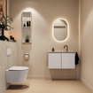 MONDIAZ TURE-DLUX Meuble toilette - 80cm - Linen - EDEN - vasque Opalo - position centrale - 1 trou de robinet SW1104373