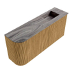 Mondiaz JOYA-DLUX 91.6cm toiletmeubel - ronding links kleur Oak - Wastafel FAYE positie Rechts Zonder kraangat kleur Sombra. SW1424280