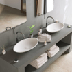 Ideavit Solidjazz lavabo à poser 60x35x9cm ovale 0 trous de robinet 1 cuve Solid surface blanc SW85899
