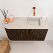 Mondiaz JOYA-DLUX 71.6cm toiletmeubel - ronding links kleur Walnut - Wastafel FAYE positie Rechts Zonder kraangat kleur Opalo. SW1422548