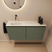 MONDIAZ TURE-DLUX Meuble toilette - 100cm - Army - EDEN - vasque Ostra - position gauche - sans trou de robinet SW1104707
