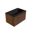 MONDIAZ KURVE 70cm Meuble salle de bain - couleur Walnut - 1 tiroir - vasque BIG SMALL centre - sans trous de robinet - Urban SW1138498