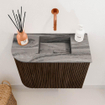 Mondiaz JOYA-DLUX Meuble de toilette 51,6cm - arrondi gauche couleur Noyer - Vasque FAYE position Droite Sans trou de robinet couleur Sombra SW1424733