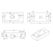 Differnz Ribble kit lave-mains - 38x18x8cm - Rectangulaire - 1 trou de robinet - robinet droit doré mat - pierre naturelle noire SW705436