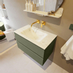 Mondiaz VICA-DLUX ensemble de meuble de salle de bain - 80cm - meuble sous-vasque armée - 2 tiroirs - lavabo encastré nuage milieu - sans trous de robinet - miroir modèle spot - version XL 60cm haut - opalo SW1098925