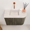 Mondiaz JOYA-DLUX 51.6cm toiletmeubel - ronding rechts kleur Shadow - Wastafel FAYE positie Links Zonder kraangat kleur Ostra. SW1423052