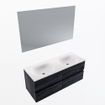 Mondiaz VICA ensemble de meuble de salle de bain - 120cm - meuble sous-vasque Anthracite - 4 tiroirs - lavabo moon double - 2 trous de robinet - couleur talc - miroir LED - version XL 60cm de haut SW1091814