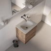 BRAUER Dune Medium Lavabo - 60cm - 1 cuve - 0 trous de robinet - pierre frittée - Ivory Travertin SW1477942