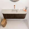Mondiaz JOYA-DLUX 103.2cm meuble de toilette - arrondi gauche et droite couleur Walnut - Vasque FAYE position Milieu Sans trou de robinet couleur Opalo. SW1422544