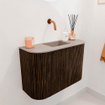 Mondiaz JOYA-DLUX 63.2cm toiletmeubel - ronding links en rechts kleur Walnut - Wastafel FAYE positie Midden Zonder kraangat kleur Saba. SW1424685