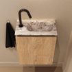 MONDIAZ TURE-DLUX Meuble toilette - 40cm - Washed Oak - EDEN - vasque Glace - position droite - 1 trou de robinet SW1103564