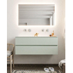 Mondiaz VICA ensemble de meuble de salle de bain - 120cm - meuble sous vasque greey - 2 tiroirs - lavabo cloud double - sans trou de robinet - miroir LED - version XL 60cm de haut SW1098144