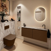 MONDIAZ TURE-DLUX Meuble toilette - 120cm - Rust - EDEN - vasque Glace - position droite - 1 trou de robinet SW1103550