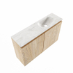 MONDIAZ TURE-DLUX Meuble WC 80 cm Washed Oak. EDEN vasque Ostra position à droite. Sans trou de robinet. SW1105135